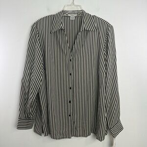 Notations Woman Blouse Button Down Womens‎ 2X Striped Long Sleeve Collared NWT